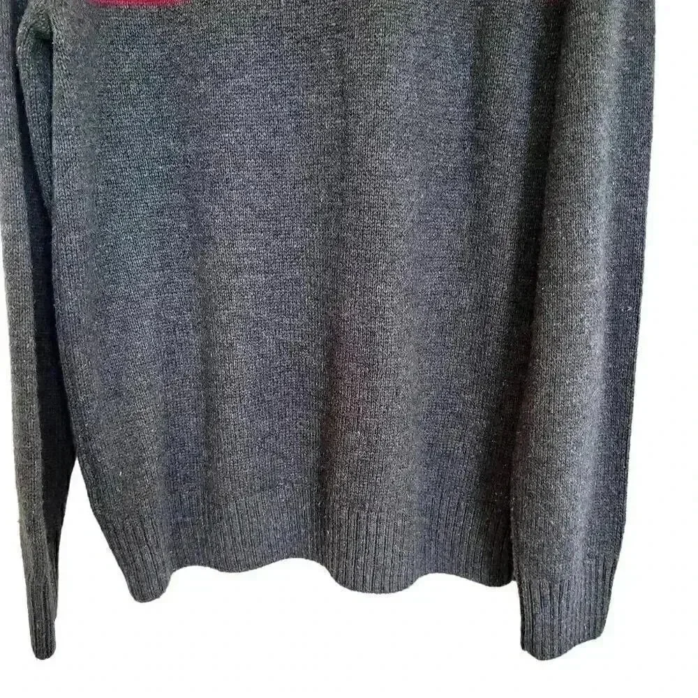 Sonoma Men's Red & Charcoal Cotton/Acrylic Color Block Knit Quarter Zip Mock Nec